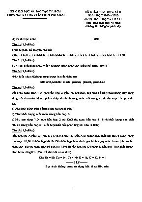 Đề kiểm tra học kỳ II môn Hóa học Lớp 11 - Năm học 2019-2020 - Trường THPT Nguyễn Thị Minh Khai